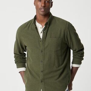 J. Crew Men's Classic Brushed Twill Casual Olive Button-Down Shirt Size S EUC